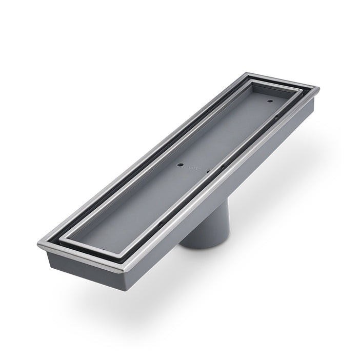 Lagos Veil (Tile-In) Linear Shower Drain - Floor Mount - 12" Stainless Steel/Satin