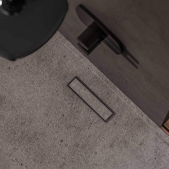 Lagos Veil (Tile-In) Linear Shower Drain - Floor Mount - 12" Stainless Steel/Black