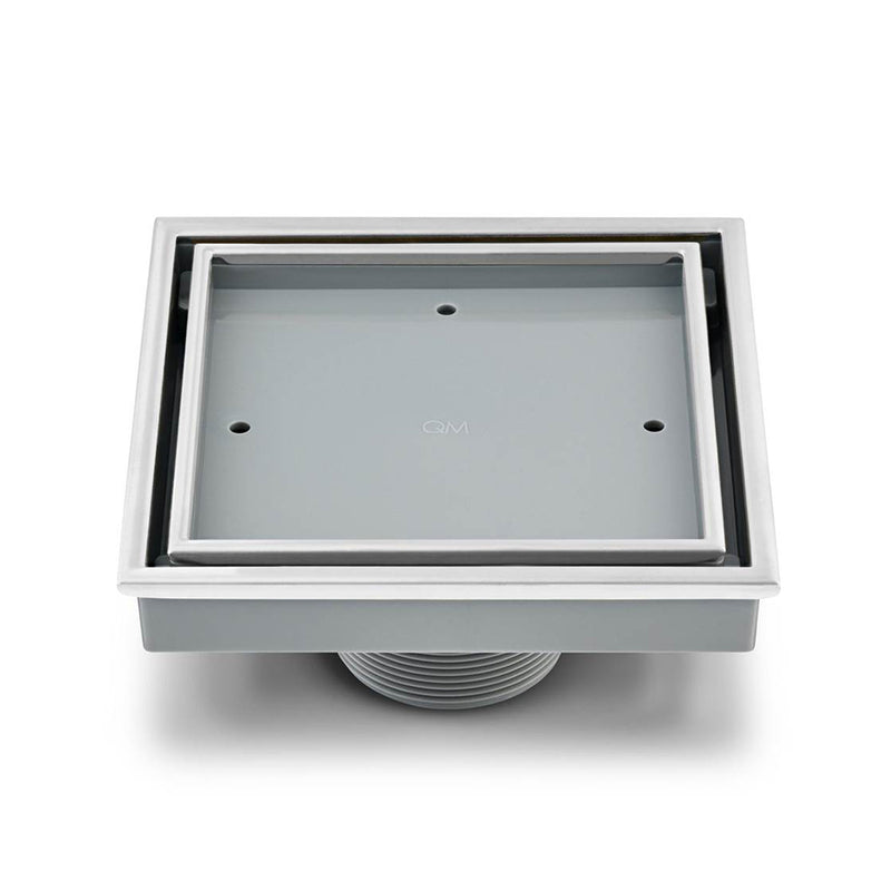 Lagos Veil (Tile-In) Center Square Shower Drain - Floor Mount - 6" Stainless Steel/Satin