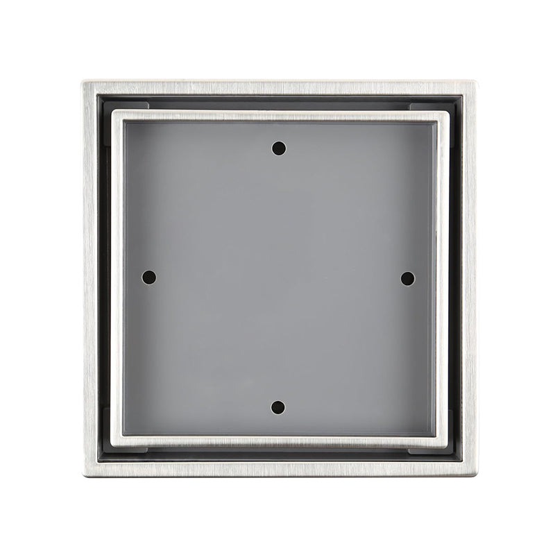 Lagos Veil (Tile-In) Center Square Shower Drain - Floor Mount - 6" Stainless Steel/Satin