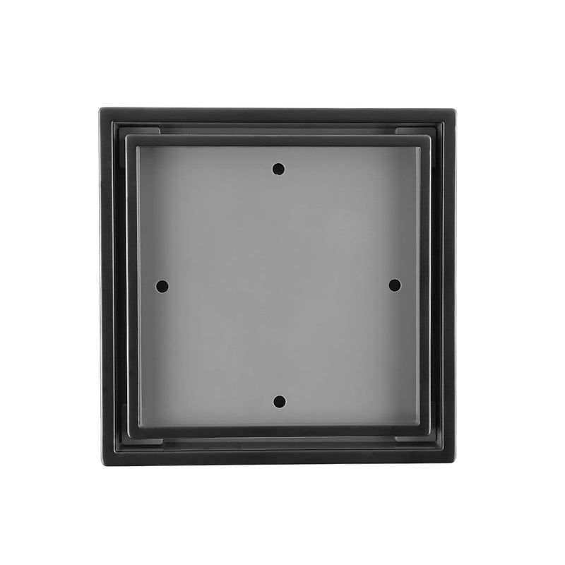 Lagos Veil (Tile-In) Center Square Shower Drain - Floor Mount - 6" Stainless Steel/Black