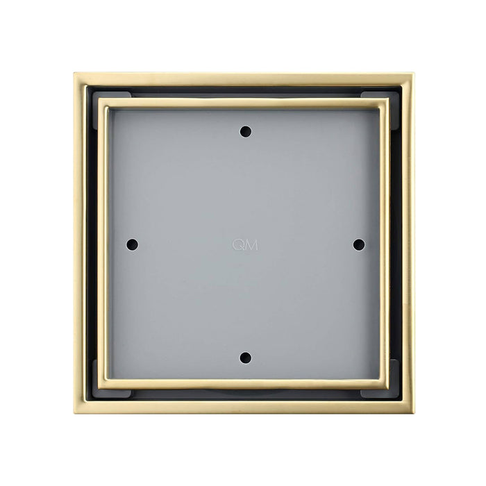 Veil (Tile-In) Center Shower Drain - Floor Mount - 6" Stainless Steel/Gold