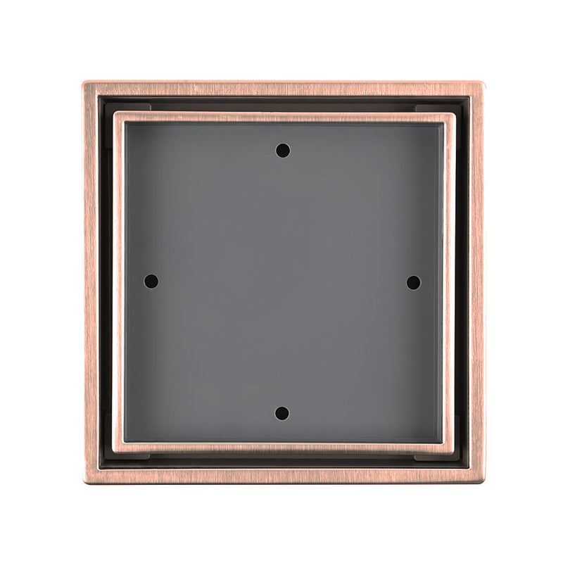 Lagos Veil (Tile-In) Center Square Shower Drain - Floor Mount - 6" Stainless Steel/Bronze
