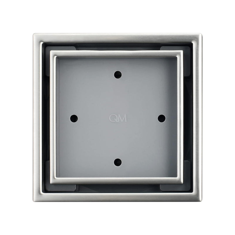 Lagos Veil (Tile-In) Center Square Shower Drain - Floor Mount - 4" Stainless Steel/Satin