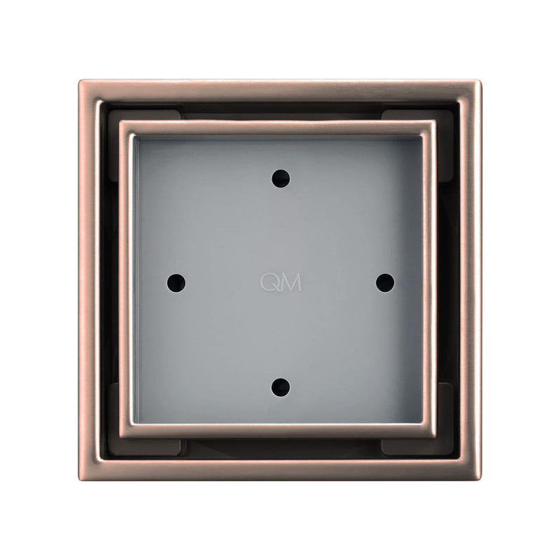 Lagos Veil (Tile-In) Center Square Shower Drain - Floor Mount - 4" Stainless Steel/Bronze
