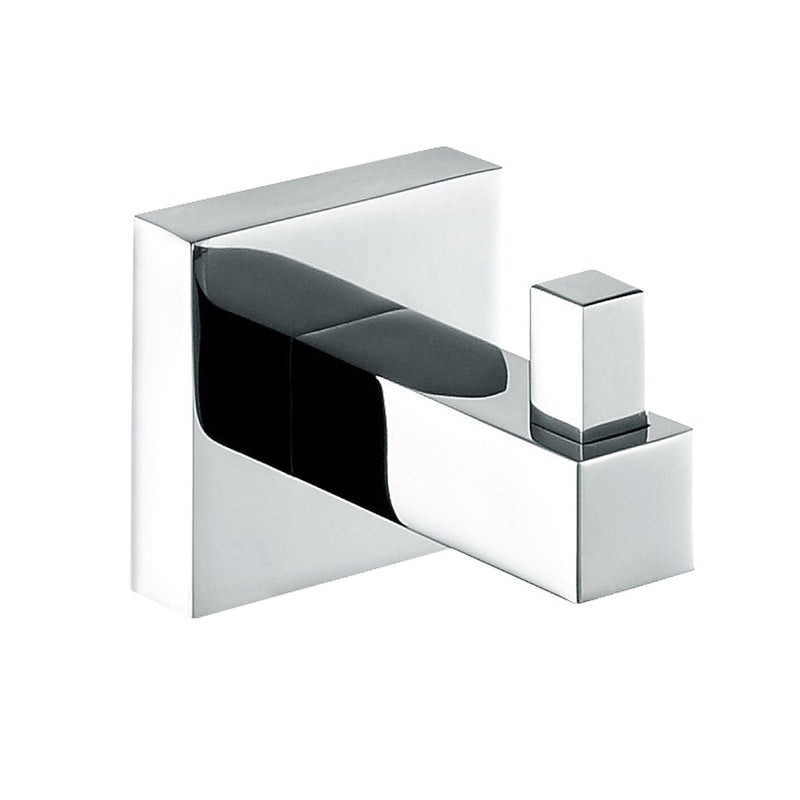 Cubic Single Hook - Wall Mount - 4" Brass/Polished Chrome