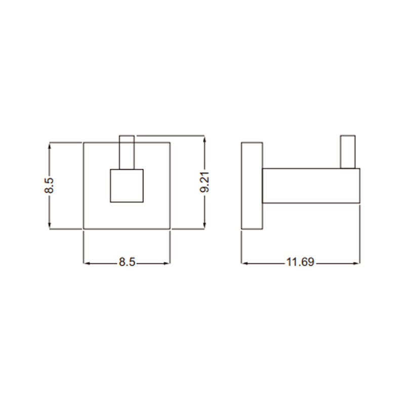 Cubic Single Hook - Wall Mount - 4" Brass/Polished Chrome