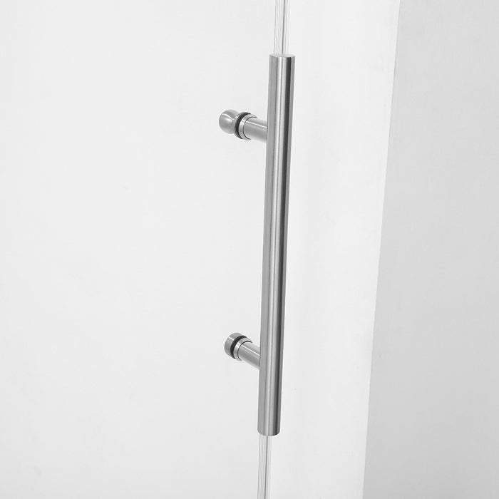 Round 4 Wheels Frameless Bathtub Shower Door - Wall Mount - 60" Tempered Glass/Brushed Nickel