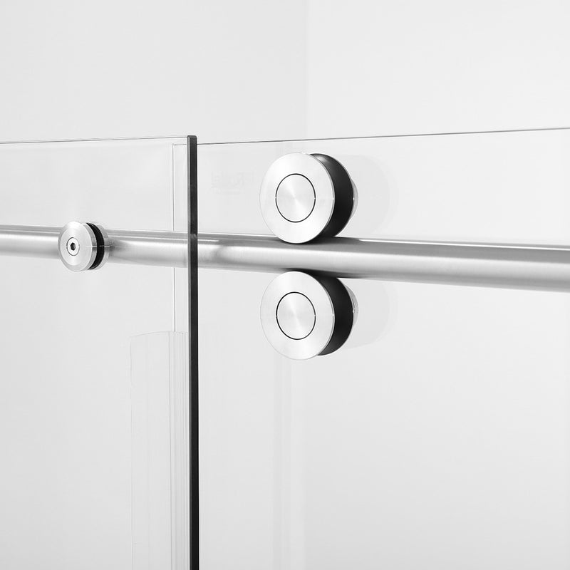 Round 4 Wheels Frameless Bathtub Shower Door - Wall Mount - 60" Tempered Glass/Polished Chrome