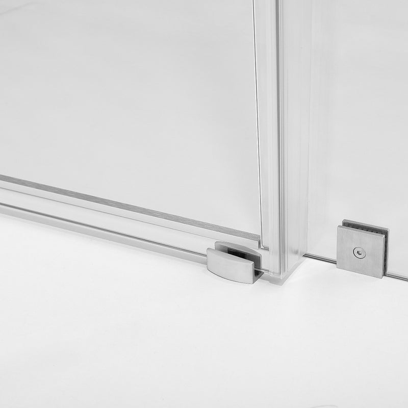 Round 4 Wheels Frameless Bathtub Shower Door - Wall Mount - 60" Tempered Glass/Polished Chrome