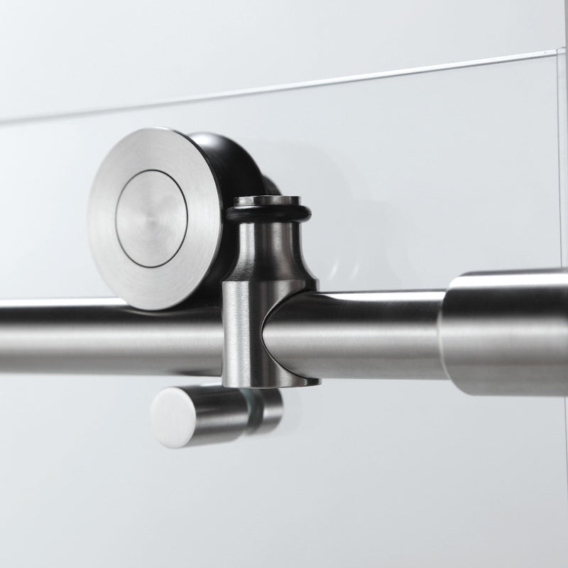 Round 2 Wheels Frameless Shower Door - Wall Mount - 60" Tempered Glass/Polished Chrome