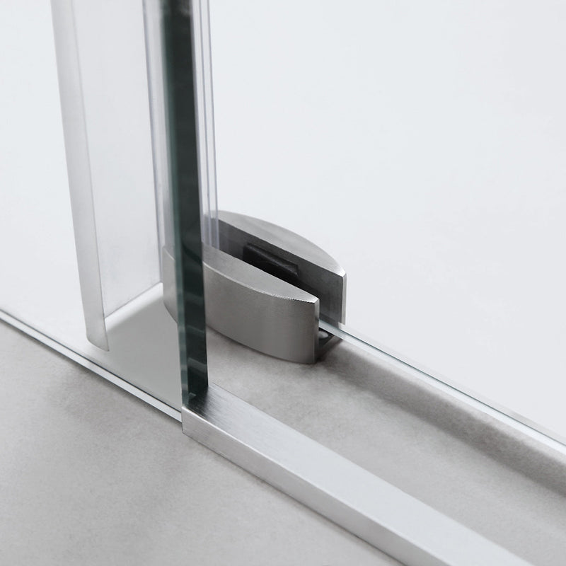 Round 2 Wheels Frameless Shower Door - Wall Mount - 60" Tempered Glass/Polished Chrome