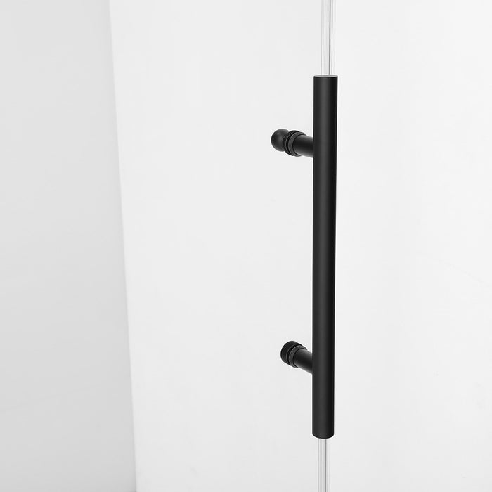 Round 2 Wheels Frameless Shower Door - Wall Mount - 60" Tempered Glass/Matt Black