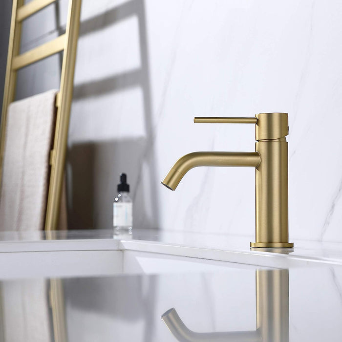 Metro Slim Bathroom Faucet - Single Hole - 6" Brass/Satin Brass