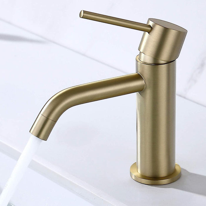 Metro Slim Bathroom Faucet - Single Hole - 6" Brass/Satin Brass