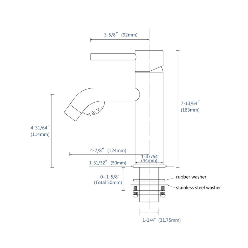 Metro Slim Bathroom Faucet - Single Hole - 6" Brass/Satin Brass