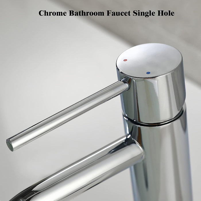 Metro Slim Bathroom Faucet - Single Hole - 6" Brass/Polished Chrome