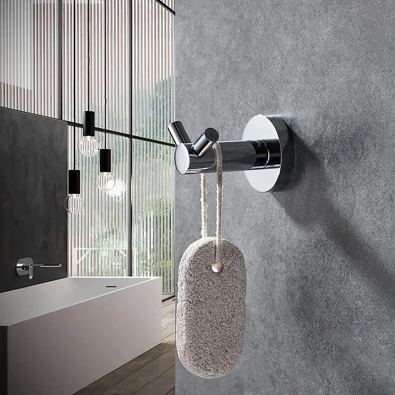 Metro Double Hook - Wall Mount - 3" Brass/Polished Chrome