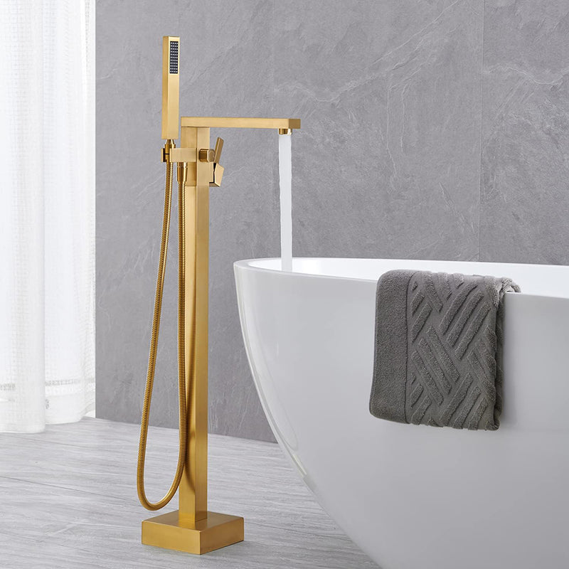 Devon Tub Faucet - Free Standing - 35" Brass/Satin Brass