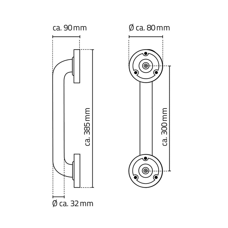 Assistent Grab Bar - Wall Mount - 15" Stainless Steel/Polished Steel