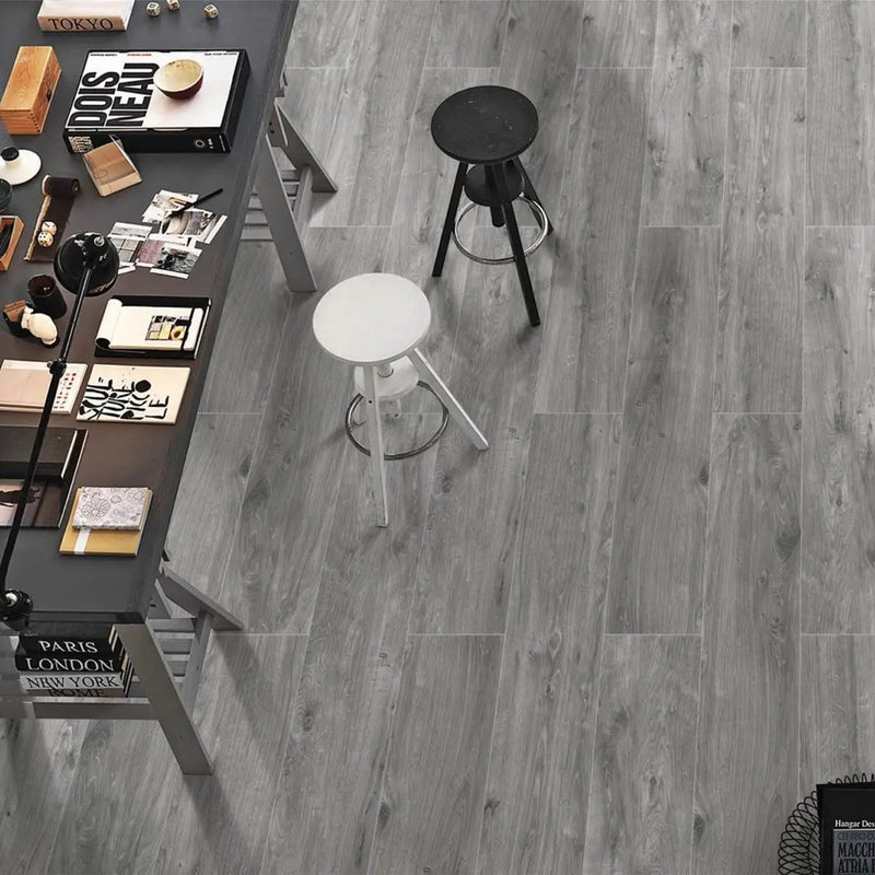 Everglade Warm Gray Floor Tile - Floor Mount - 8 x 48" Porcelain/Glazed