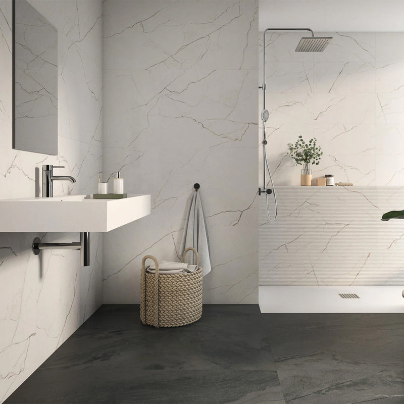 Marble Lincoln Floor Tile - Wall Or Floor Mount - 12 x 24" Porcelain/Glazed