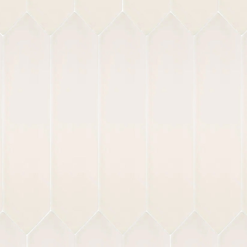 Flow White Hexagon Picket Wall Tile - Wall Mount - 3 x 12" Ceramic/White