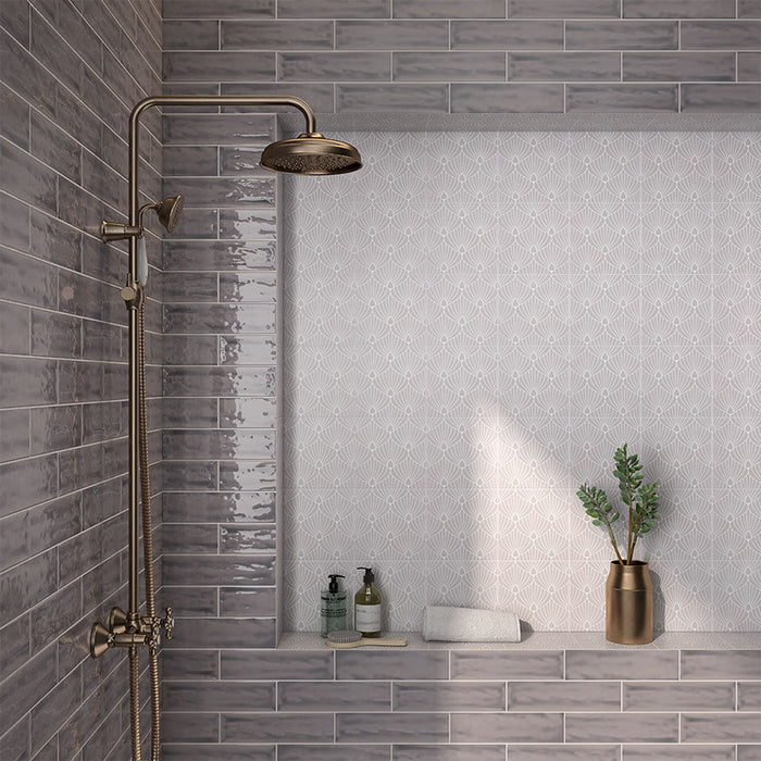 Flow Dark Gray Rectangular Wall Tile - Wall Mount - 3 x 12" Ceramic/Dark Grey - Piece : 0.25 SqFt = $ 3.89 / Box: 12.64 Sqft = $ 50.00 - Pieces Per Box: 50