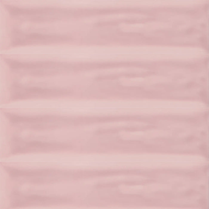 Flow Velvet Pink Rectangular Wall Tile - Wall Mount - 3 x 12" Ceramic/Pink - Piece : 0.25 SqFt = $ 6.05 / Box: 12.64 Sqft = $ 77.00 - Pieces Per Box: 50