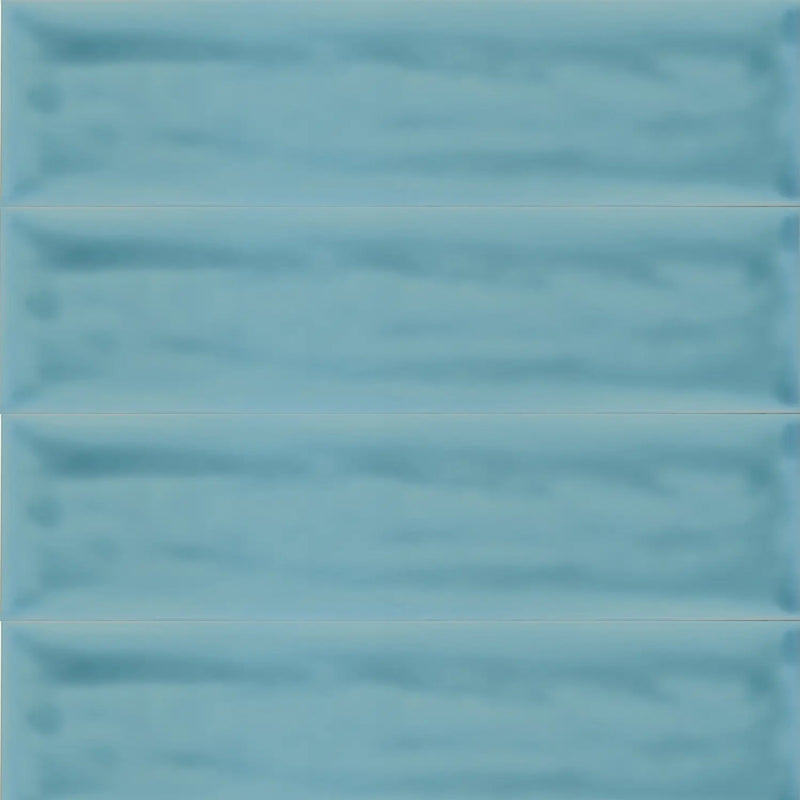 Flow Atoll Blue Rectangular Wall Tile - Wall Mount - 3 x 12" Ceramic/Blue