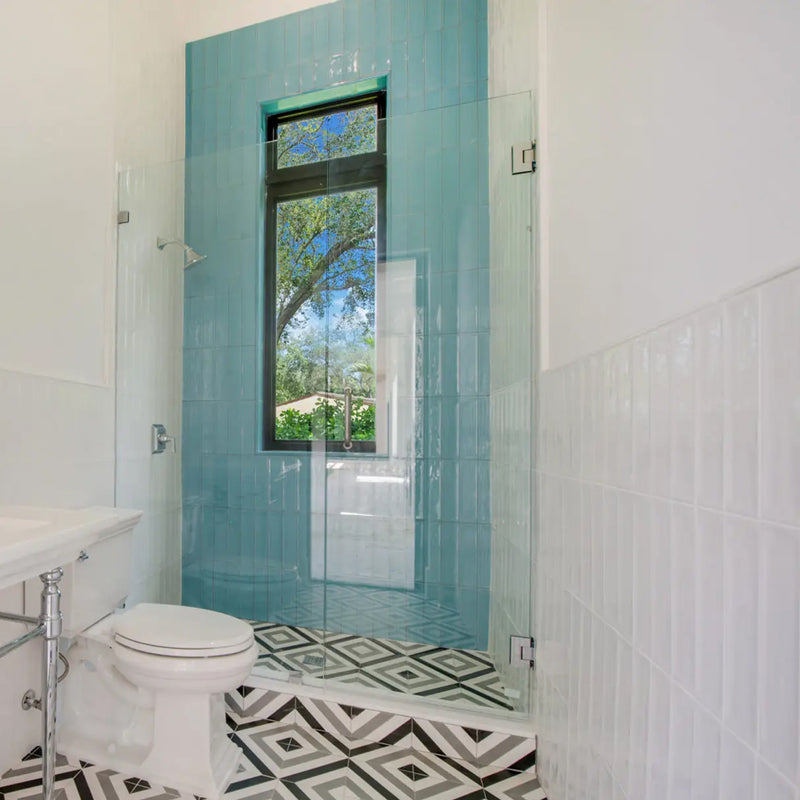 Flow Atoll Blue Rectangular Wall Tile - Wall Mount - 3 x 12" Ceramic/Blue