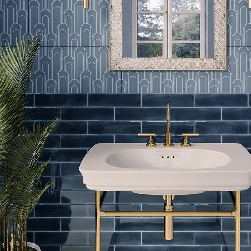 Flow Cosmic Sapphire Rectangular Wall Tile - Wall Mount - 3 x 12" Ceramic/Sapphire