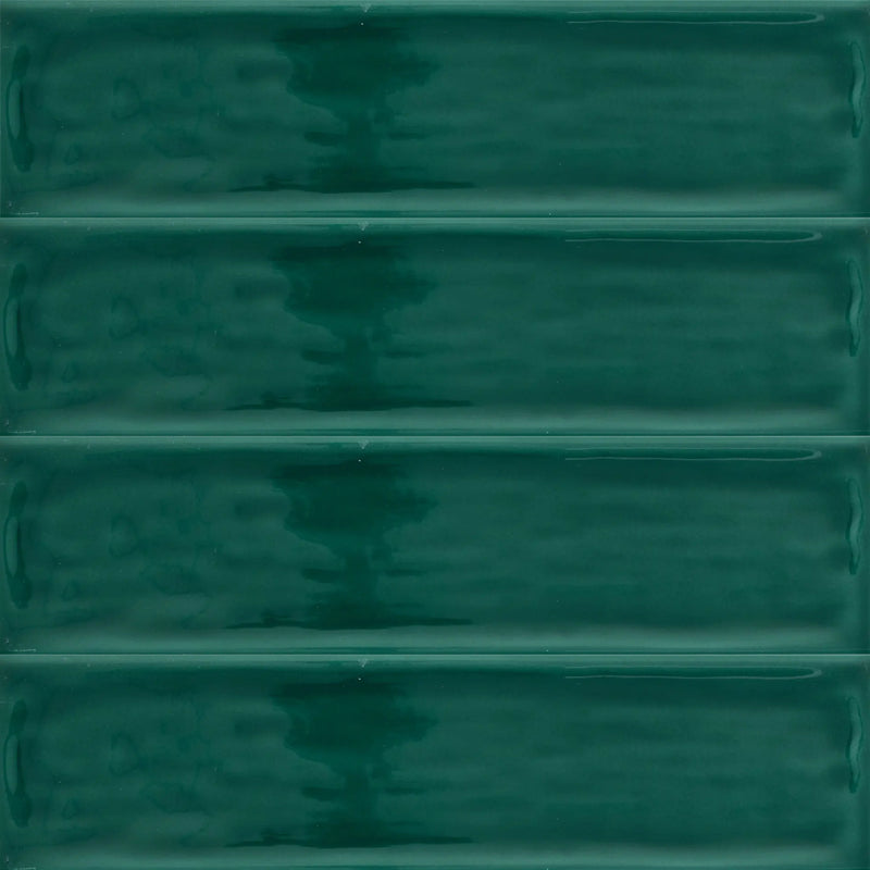 Flow Living Green Rectangular Wall Tile - Wall Mount - 3 x 12" Ceramic/Dark Green