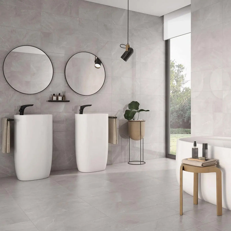 Jewels Etienne Light Gray Po Wall Tile - Wall Or Floor Mount - 24 x 48" Porcelain/Polished