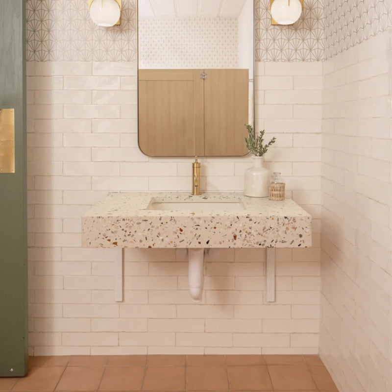 Maiolica Biscuit Bright Wall Tile - Wall Mount - 4 x 10" Ceramic/Cream