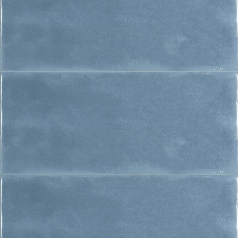 Maiolica Blue Steel Bright Wall Tile - Wall Mount - 4 x 10" Ceramic/Blue