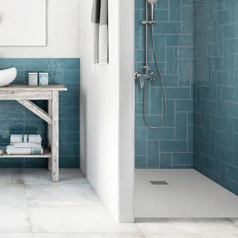 Maiolica Blue Steel Bright Wall Tile - Wall Mount - 4 x 10" Ceramic/Blue