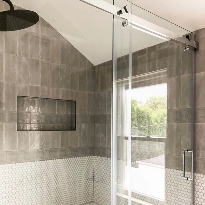 Maiolica Tender Gray Bright Wall Tile - Wall Mount - 4 x 10" Ceramic/Gray