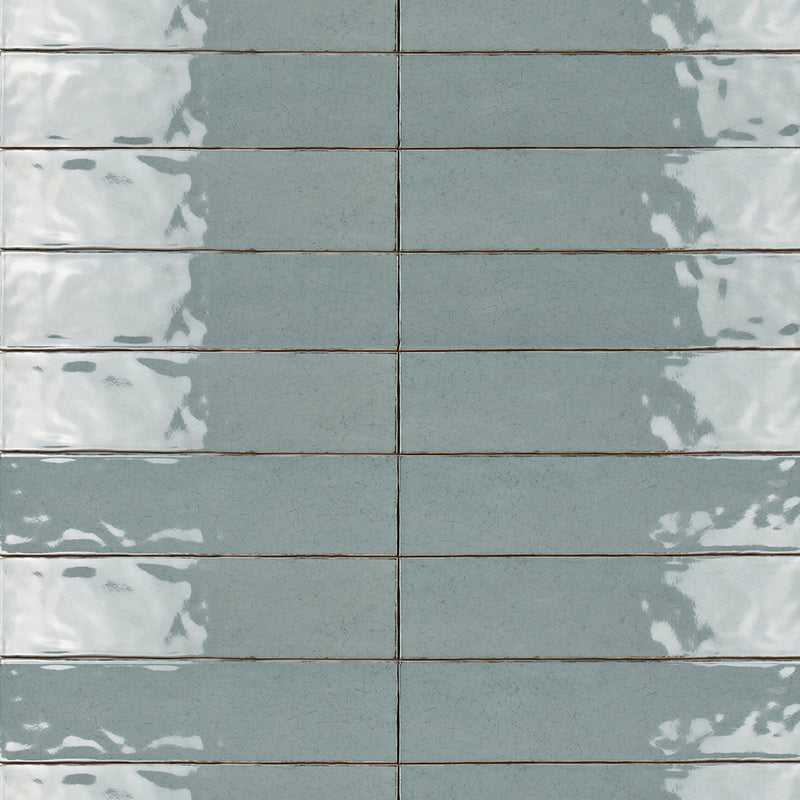 Maiolica Aqua Crackled Wall Tile - Wall Mount - 3 x 12" Ceramic/Aqua