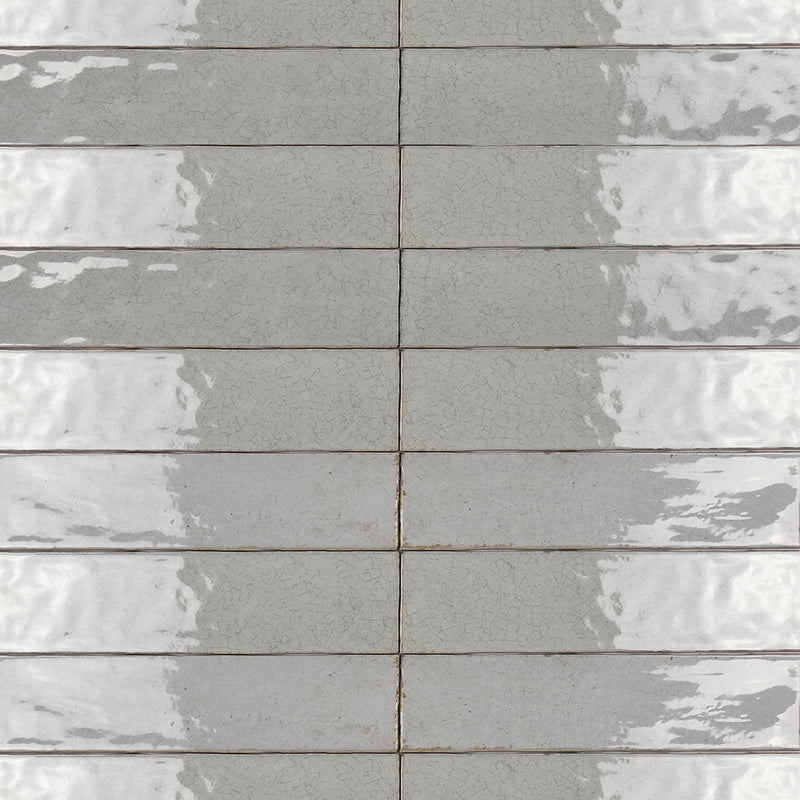 Maiolica Tender Gray Crackled Wall Tile - Wall Mount - 3 x 12" Ceramic/Gray