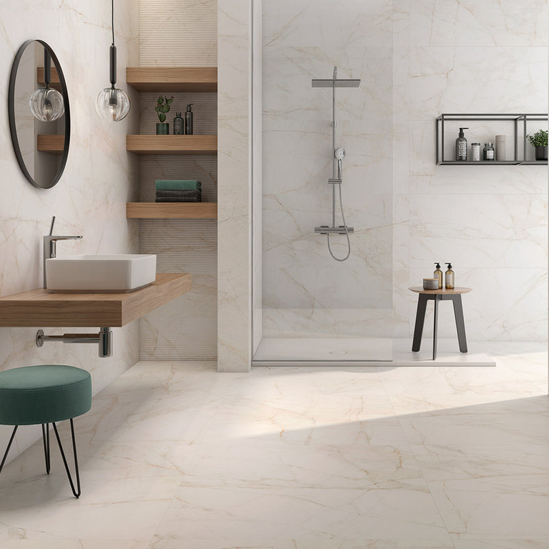 Marble Dolomita Wall Tile - Wall Or Floor Mount - 24 x 48" Porcelain/Glazed