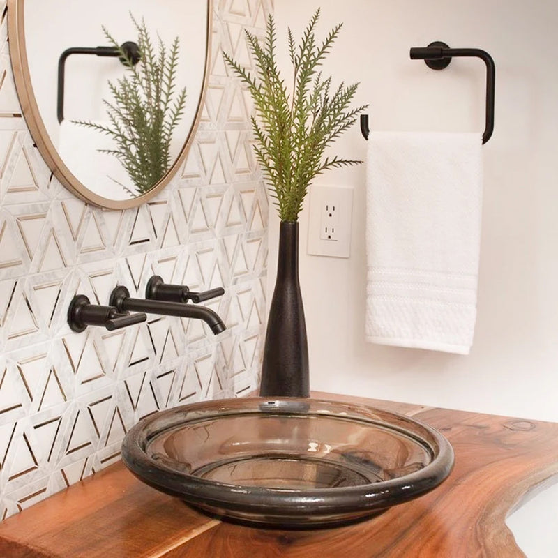 Rockart Carrara White Metal Geo Mosaic Wall Tile - Wall Mount - 12 x 14" Porcelain/Carrara White Metal