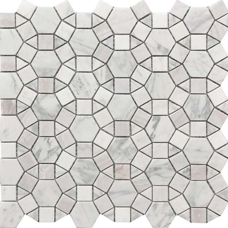 Rockart Kaleidoscope Mosaic Wall Tile - Wall Mount - 12 x 12" Porcelain/Marble
