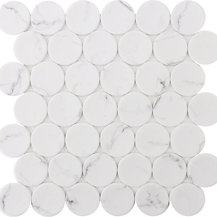 Rockart Statuary Dots Round Mosaic Wall Tile - Wall Or Floor Mount - 12 x 12" Porcelain/White/ $ 16.00 Price Per Piece