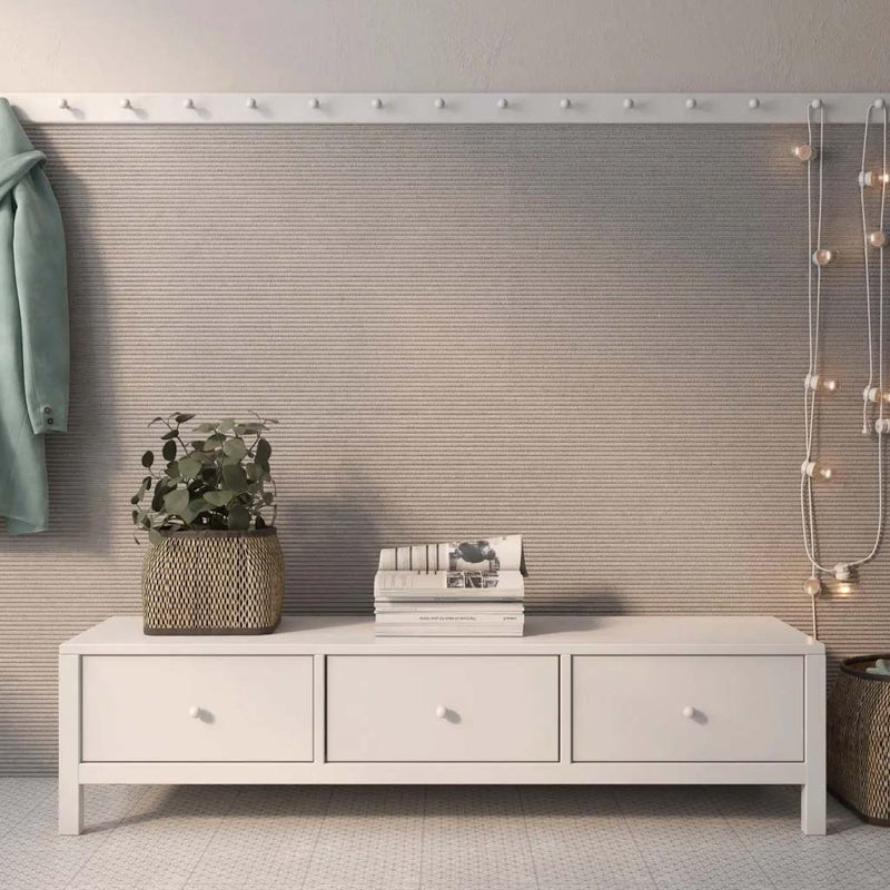 Suite June Caliza Wall Tile - Wall Mount - 12 x 36" Ceramic/Natural - Piece : 2.91 SqFt = $ 5.62 / Box: 11.63 Sqft = $ 66.00 - Pieces Per Box: 4 Units