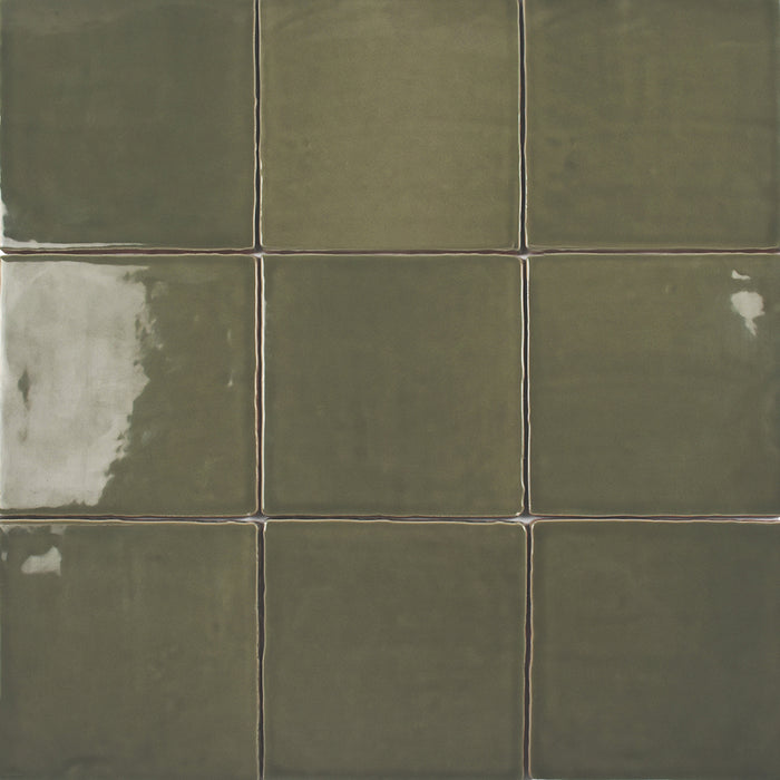 St. Tropez Verde Wall Tile - Wall Mount - 5 x 5" Ceramic/Green - Piece : 0.18 SqFt = $ 6.05 / Box: 5.38 Sqft = $ 33.00 - Pieces Per Box: 30 Units