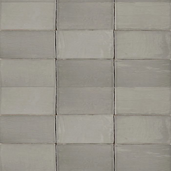 St. Tropez Gris Wall Tile - Wall Mount - 2.5 x 5" Ceramic/Grey - Piece : 0.09 SqFt = $ 6.91 / Box: 5.38 Sqft = $ 38.00 - Pieces Per Box: 60 Units