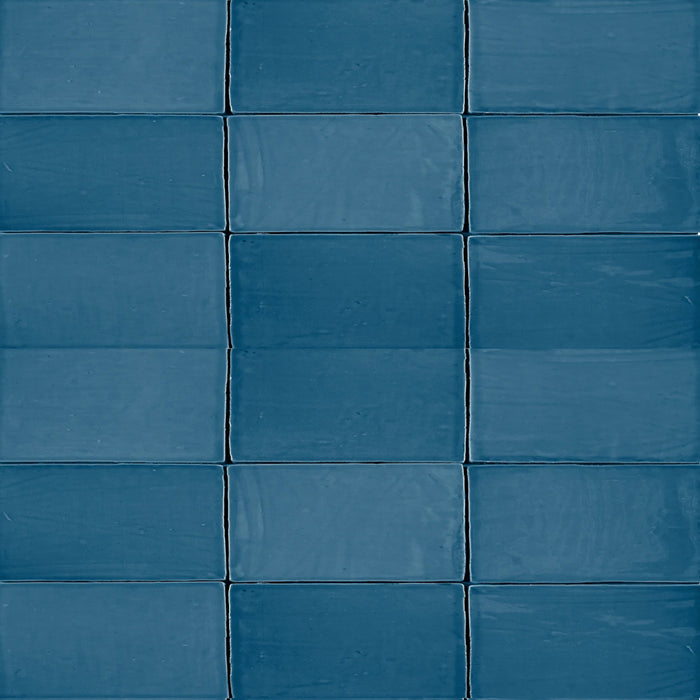 St. Tropez Azul Wall Tile - Wall Mount - 2.5 x 5" Ceramic/Blue - Piece : 0.09 SqFt = $ 7.78 / Box: 5.38 Sqft = $ 42.00 - Pieces Per Box: 60 Units