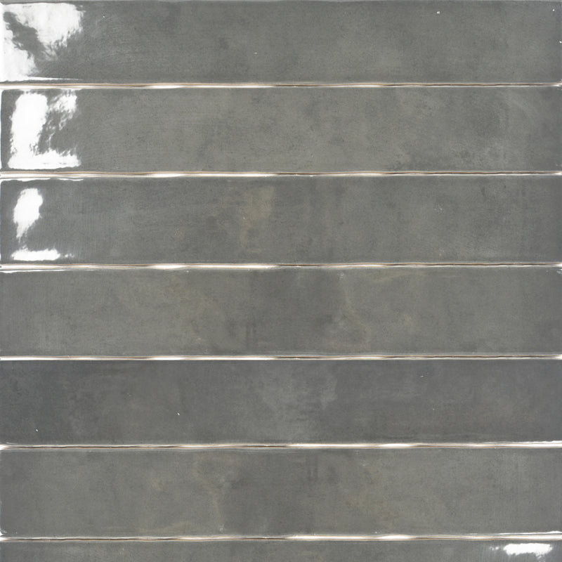 Zellige Dark Gray Wall Tile - Wall Mount - 2.5 x 16" Ceramic/Dark Grey