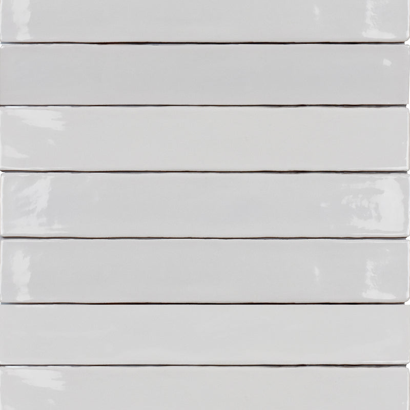Zellige White Wall Tile - Wall Mount - 2.5 x 16" Ceramic/White